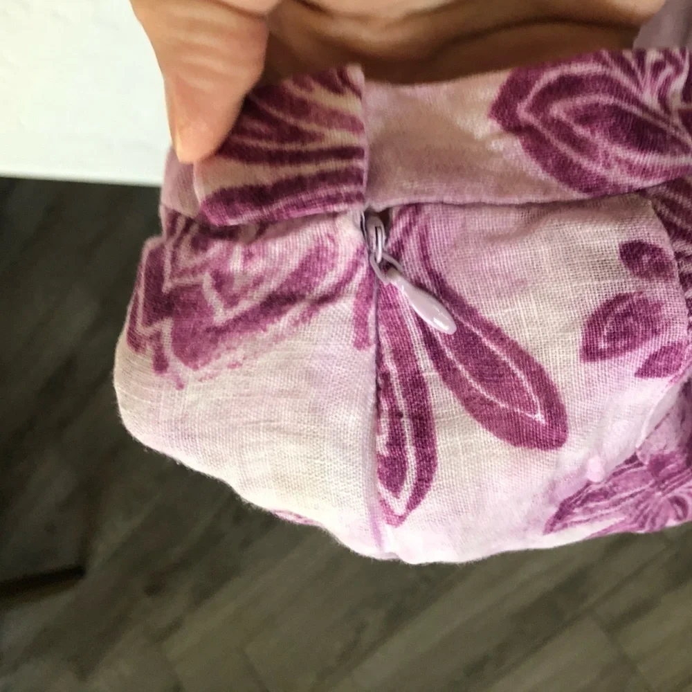J Jill|Feminine FLORAL Linen/Cotton White & Lavendar midi skirt, flowy•••size 16